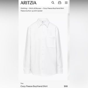 Cozy Fleece Boyfriend Shirt white - TNA aritzia